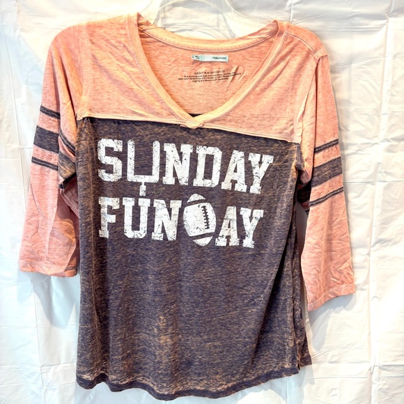 Maurices Burnwash Sunday Funday Football shirt Pinky gray SZ L NWOT - Picture 8 of 8